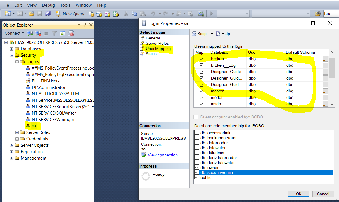 How can you tell which microsoft sql server account is associated with